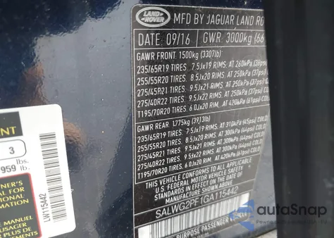 2016 Land Rover Range Rover Sport 3.0L V6 Supercharged Se from USA, damaged, VIN SALWG2PF1GA115442